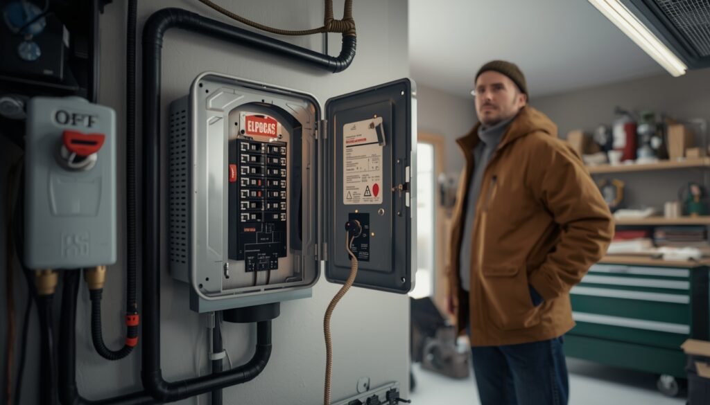 electric garage heater tripping breaker showing overloaded circuit and troubleshooting scenario