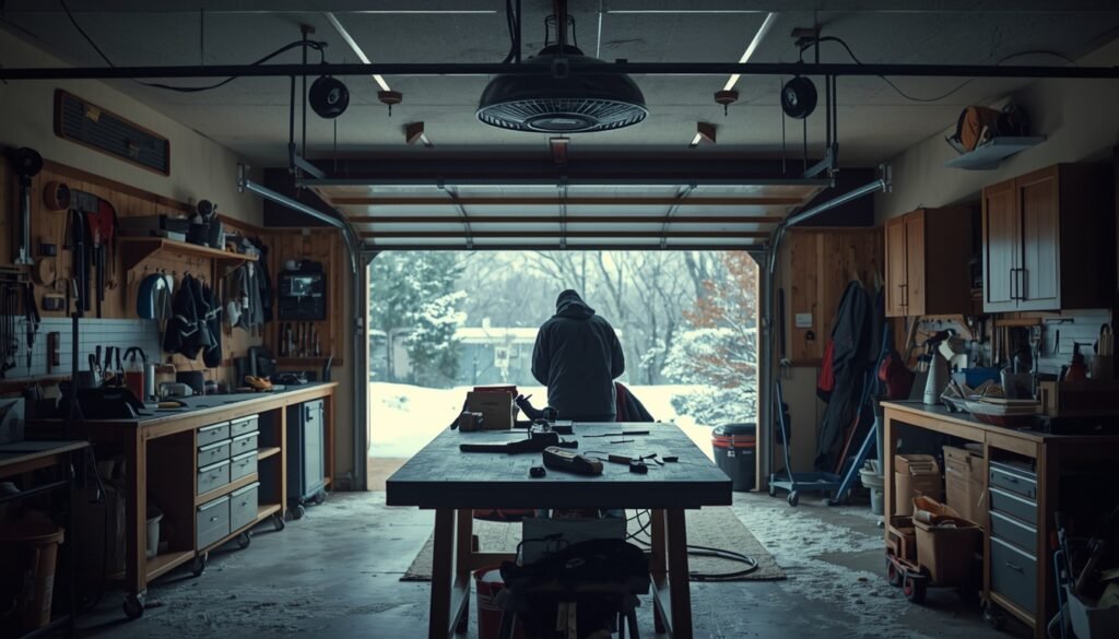 large garage in winter