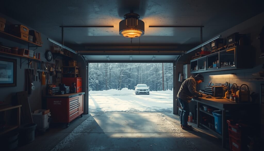 cold residential garage in winter